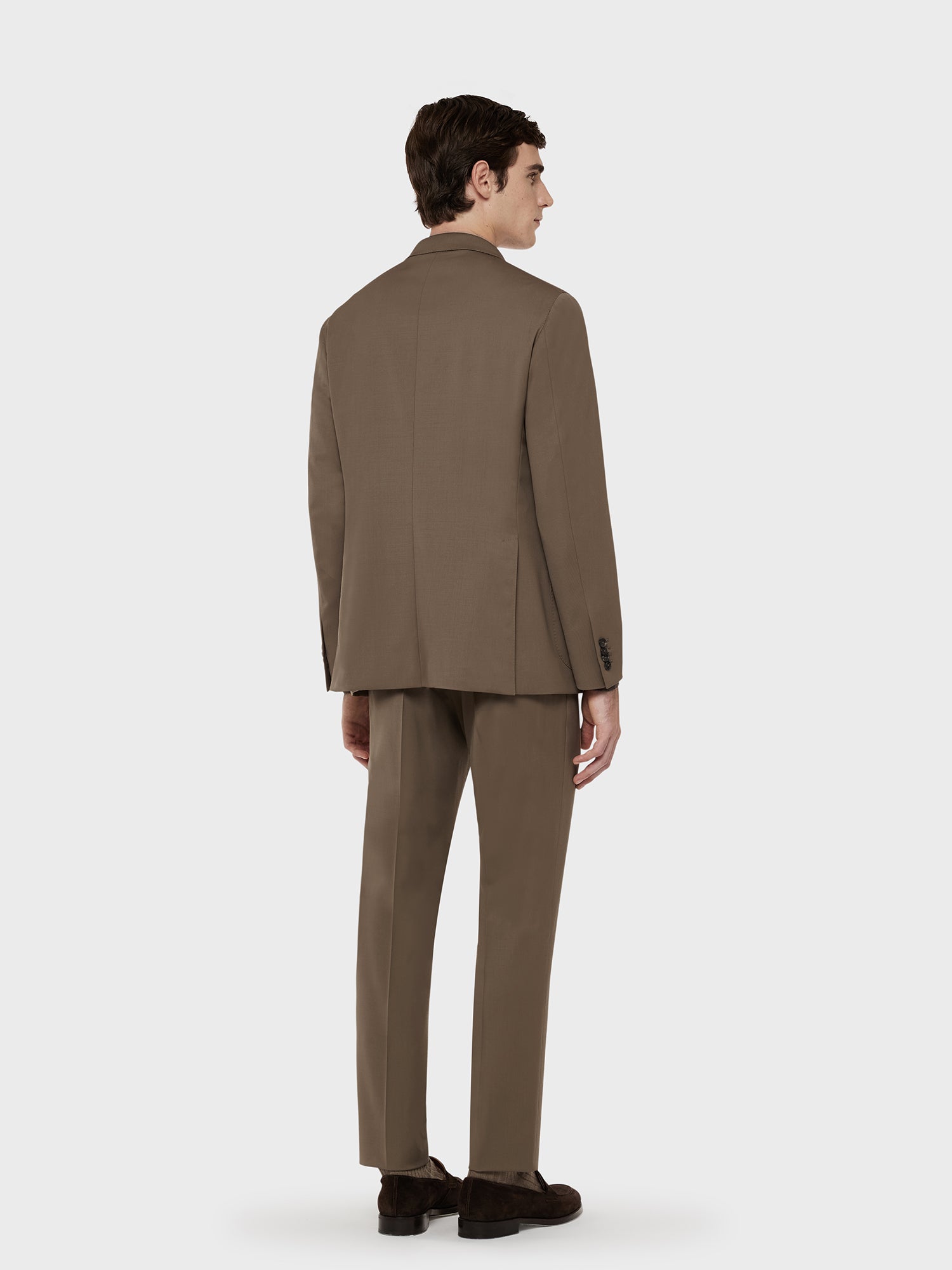 Caruso Menswear Abbigliamento Uomo Abiti Abito aida doppiopetto in lana tecnica marrone look 3