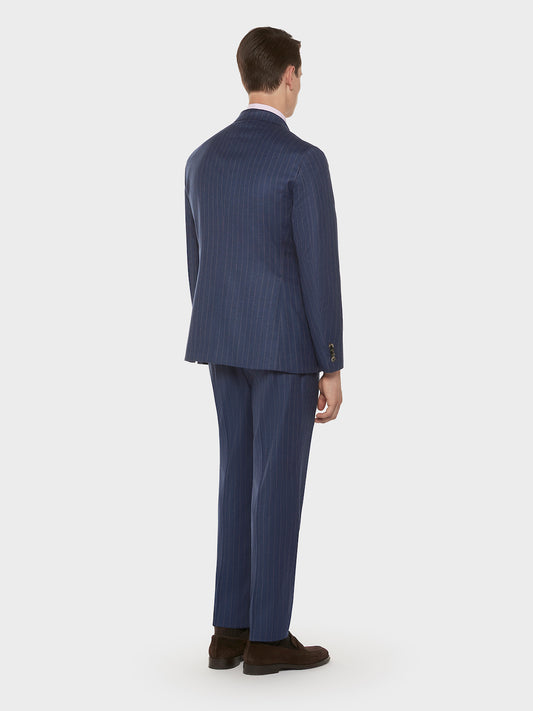 Caruso Menswear Abbigliamento Uomo Abiti Abito aida doppiopetto gessato in flanella di lana blu look 3