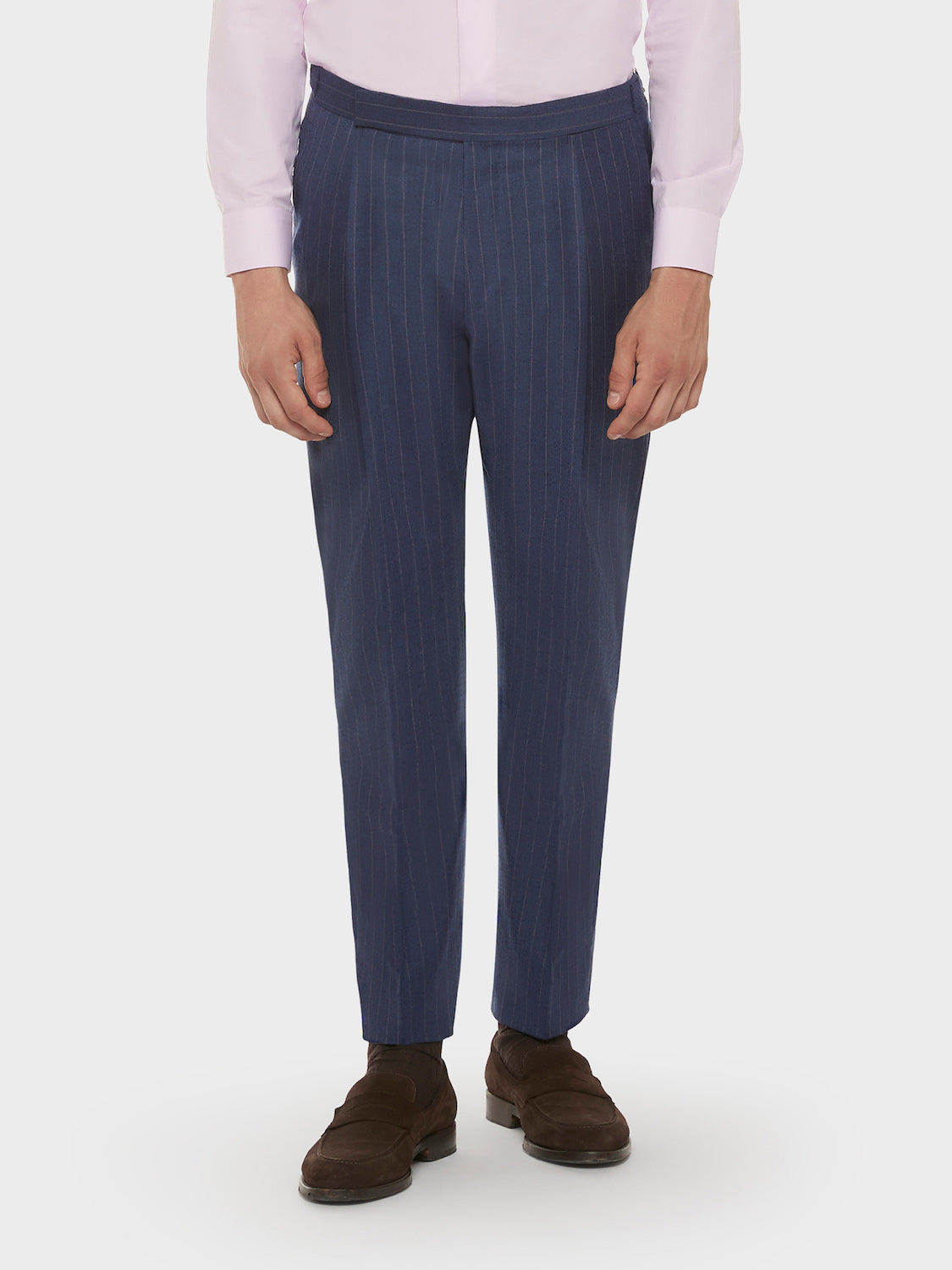 Caruso Menswear Abbigliamento Uomo Abiti Abito aida doppiopetto gessato in flanella di lana blu look 4