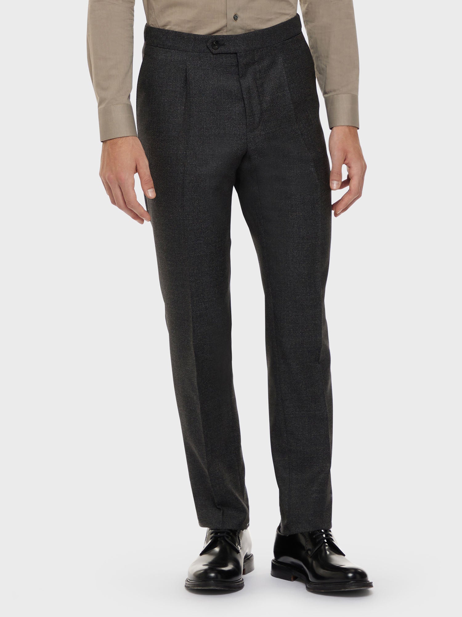 Caruso Menswear Abbigliamento Uomo Abito aida monopetto in lana 130s marrone drop 7R dettaglio pantalone