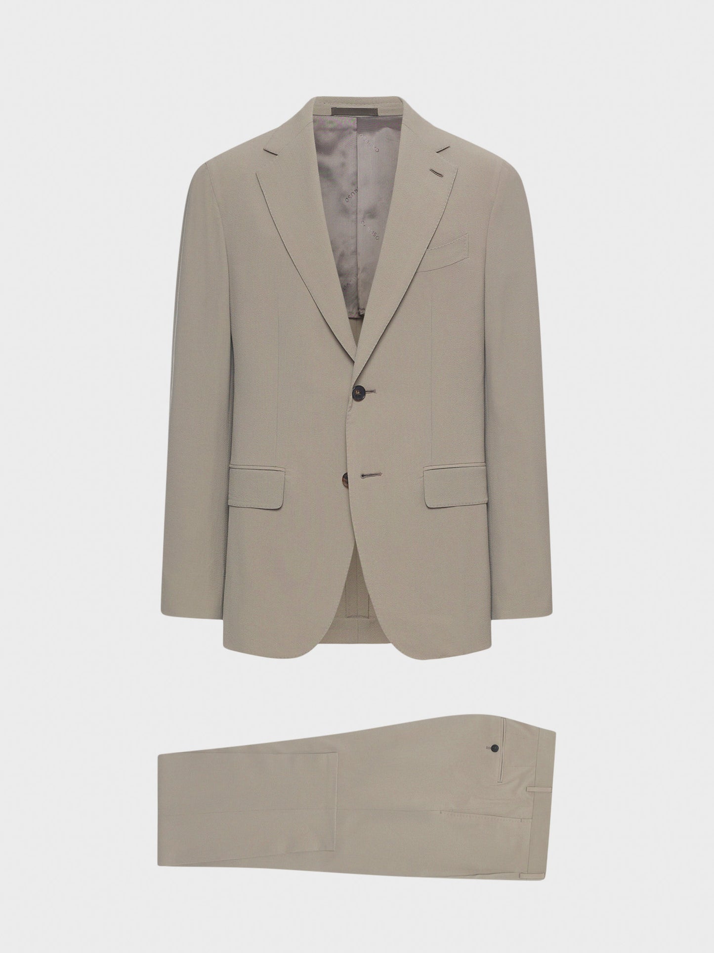Caruso Menswear Abbigliamento Uomo Abito Aida in lana e seta beige giacca e pantaloni