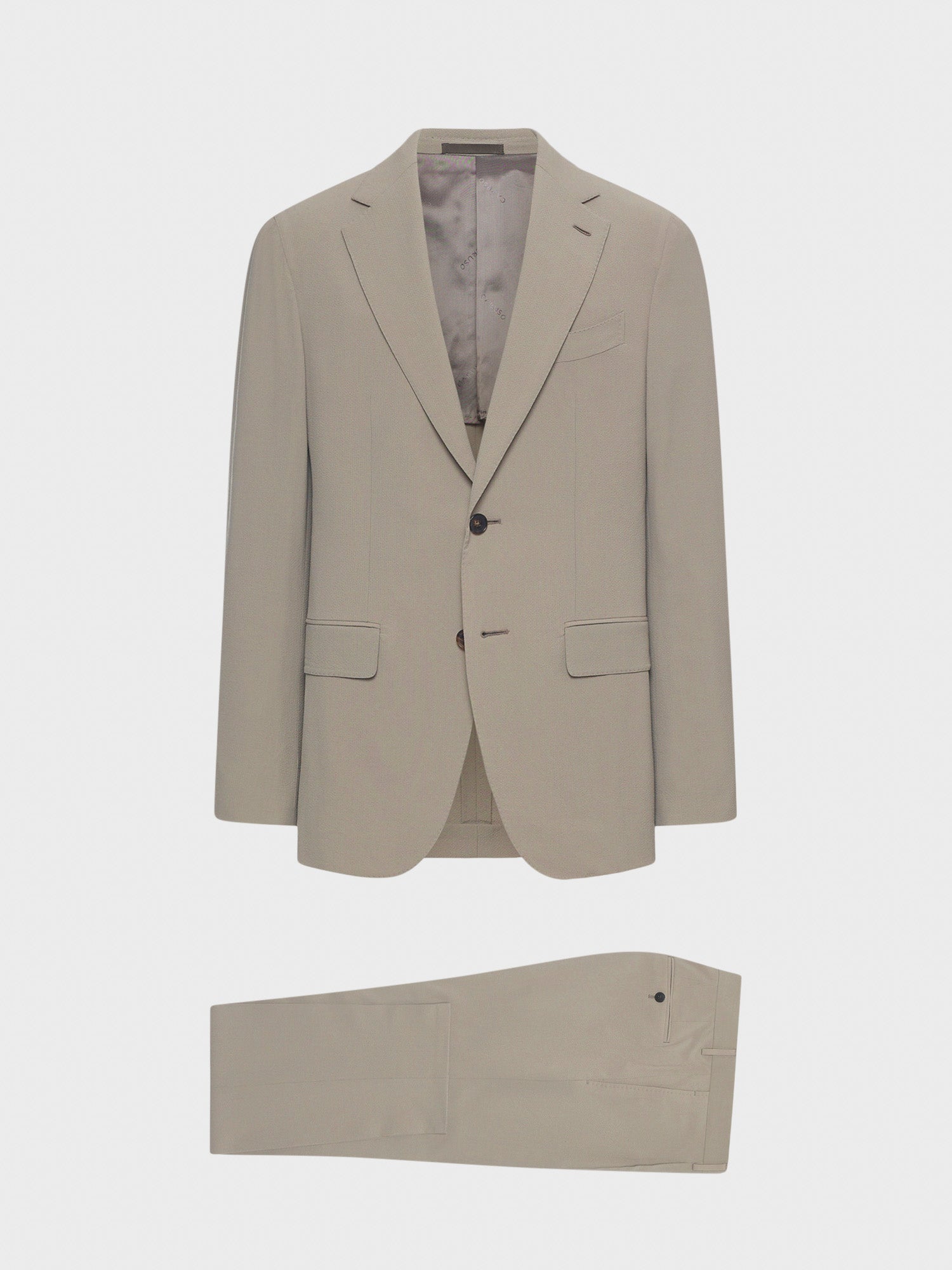 Caruso Menswear Abbigliamento Uomo Abito Aida in lana e seta beige giacca e pantaloni