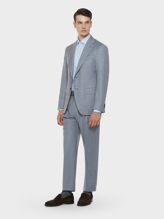 Caruso Menswear Abbigliamento Uomo Abiti Abito aida gessato in flanella di lana bluette look 1