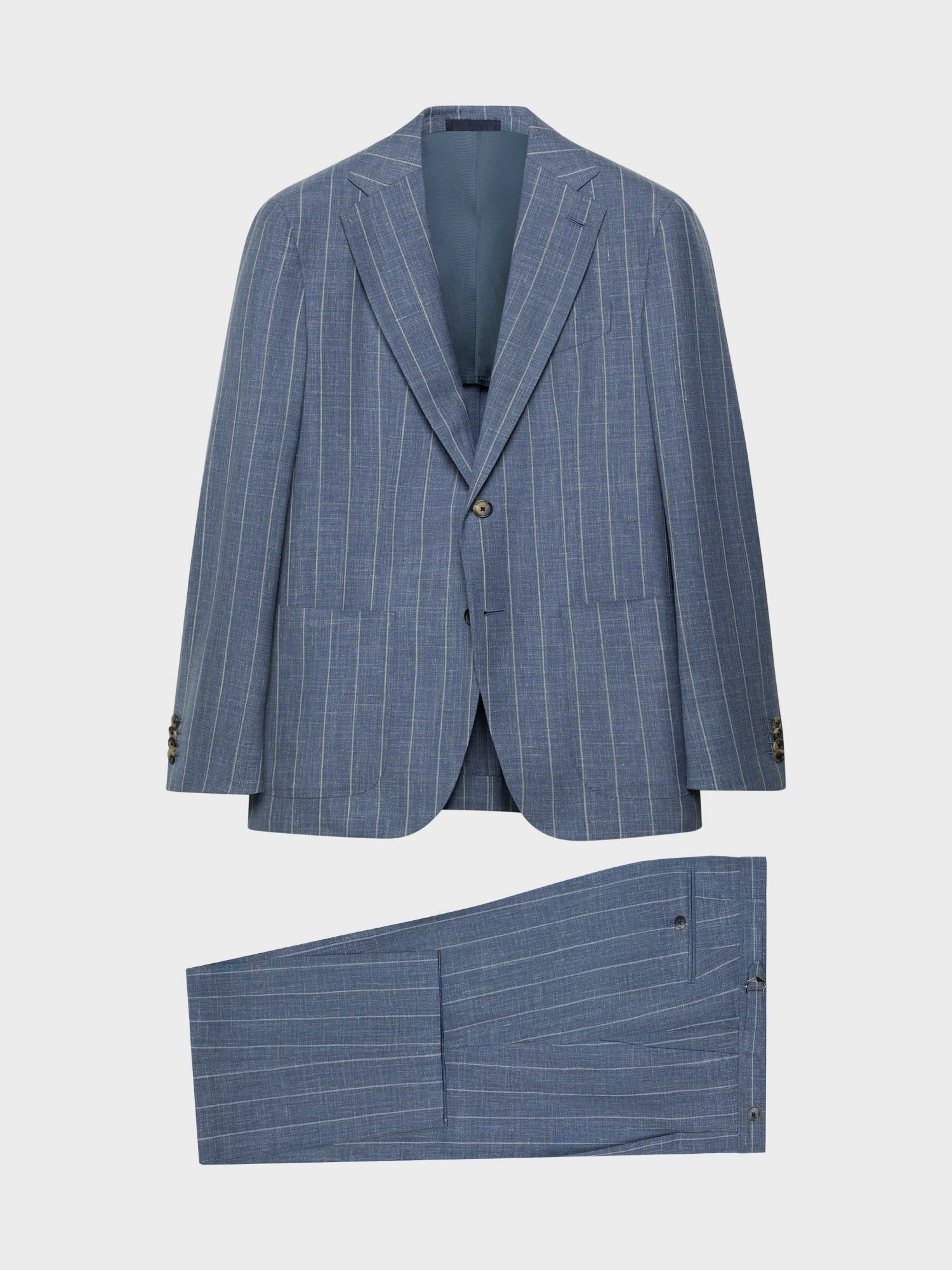 Caruso Menswear Abbigliamento Uomo Abiti Abito aida gessato in lana, seta e lino azzurro look 2