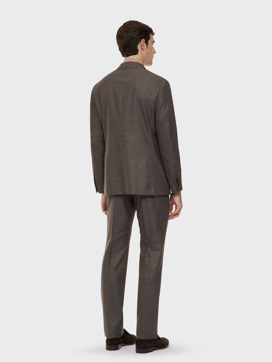 Caruso Menswear Abbigliamento Uomo Abito Abito aida in flanella di lana marrone drop 7R indossato back