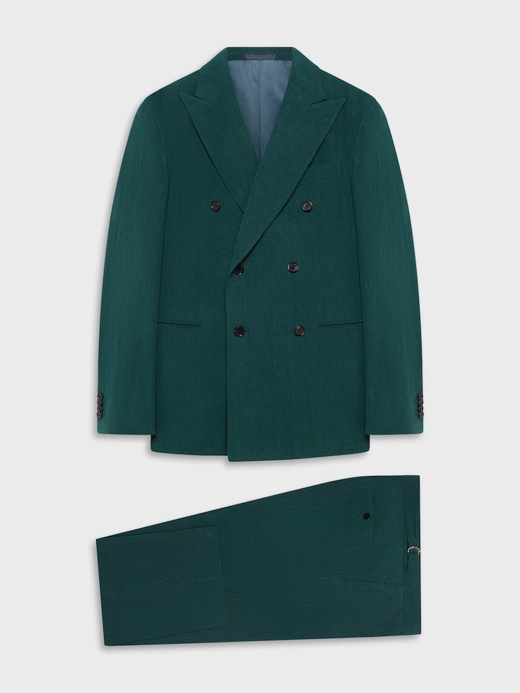 Caruso Menswear Abbigliamento Uomo Abiti Abito aida doppiopetto in lino verde look 1