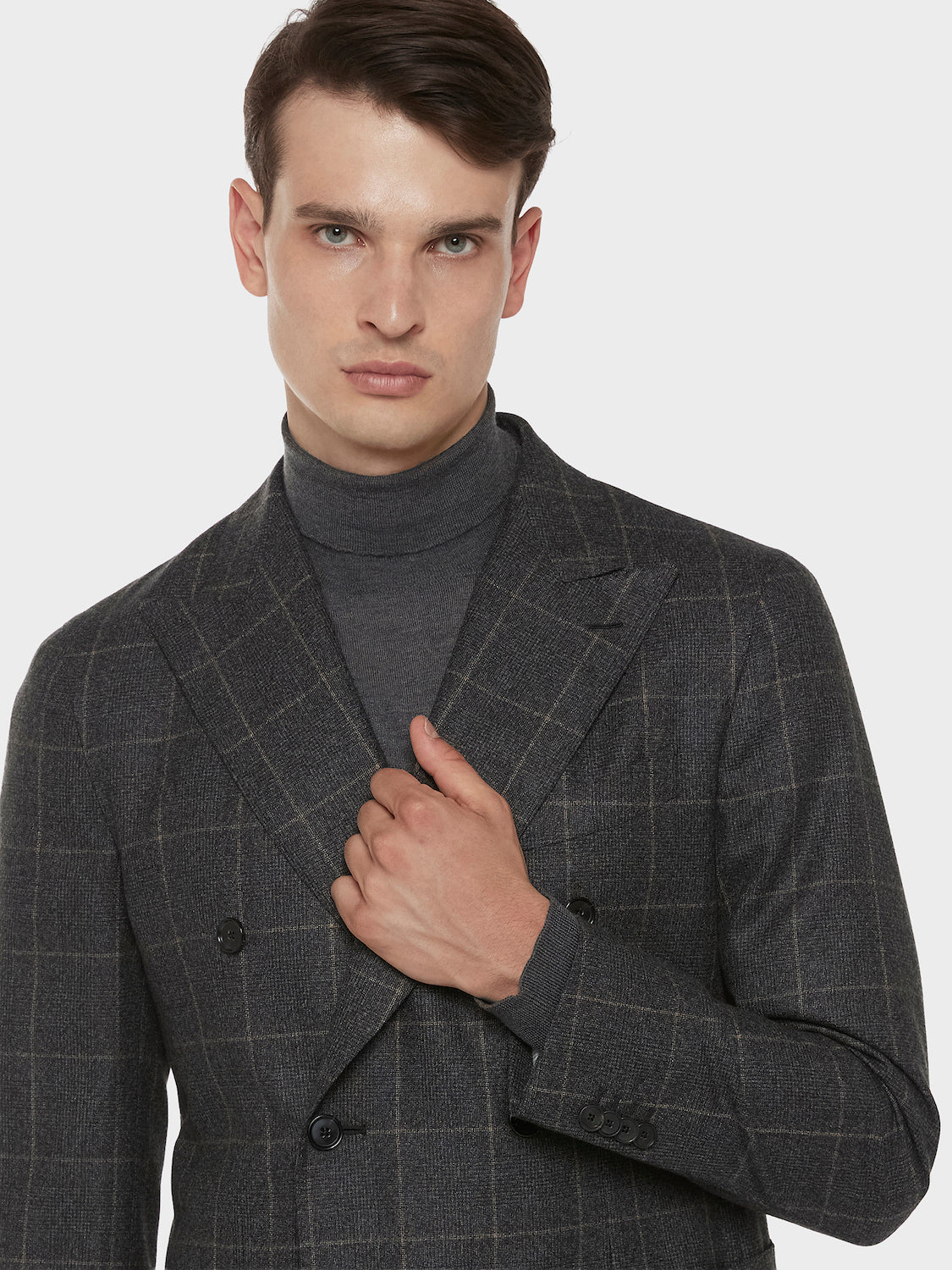 Caruso Menswear Abbigliamento Uomo Giacche Giacca  aida doppiopetto in lana 180s' principe di galles grigia look 5