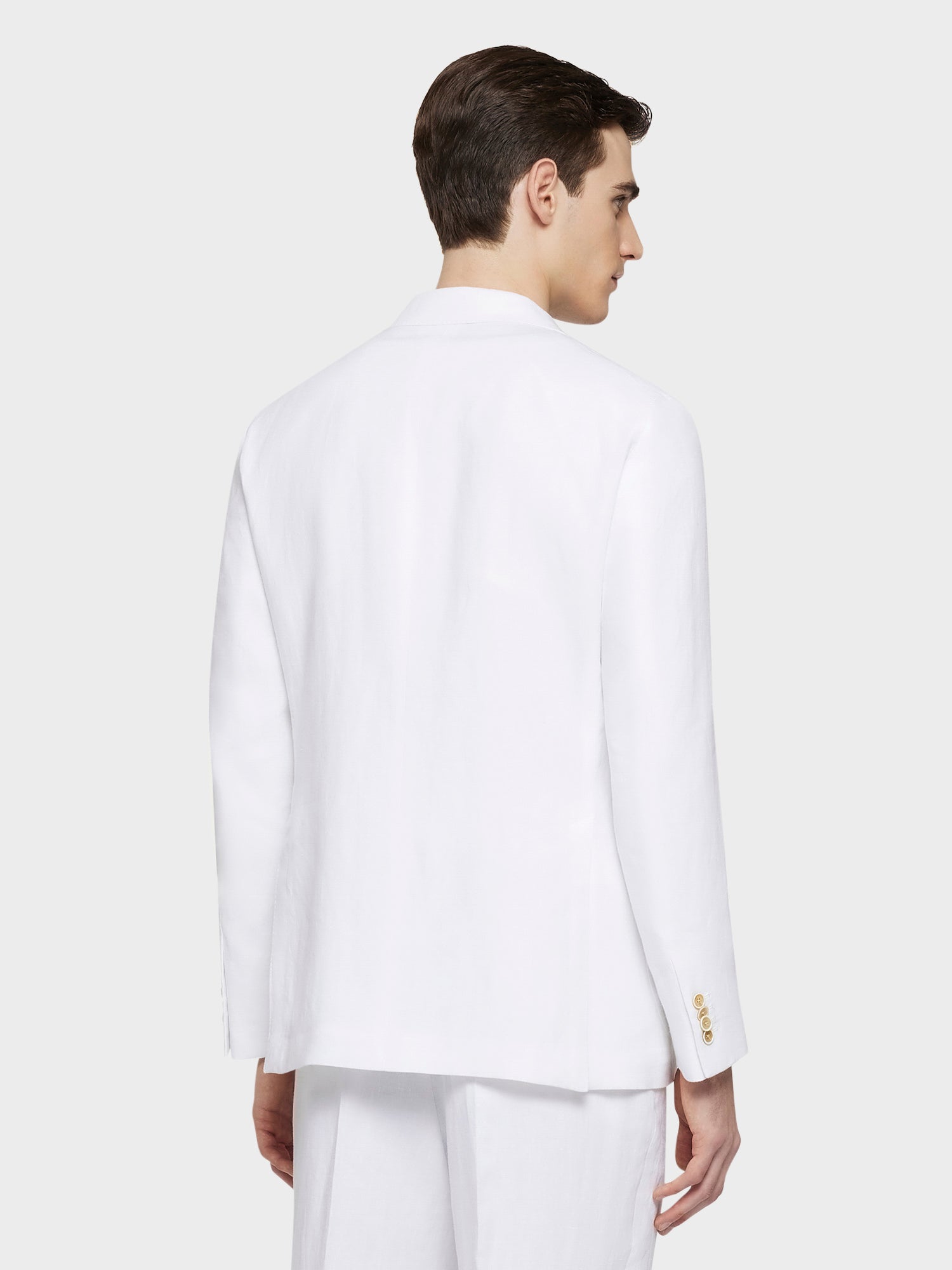 Caruso Menswear Abbigliamento Uomo Giacca aida doppiopetto in lino bianca indossato back