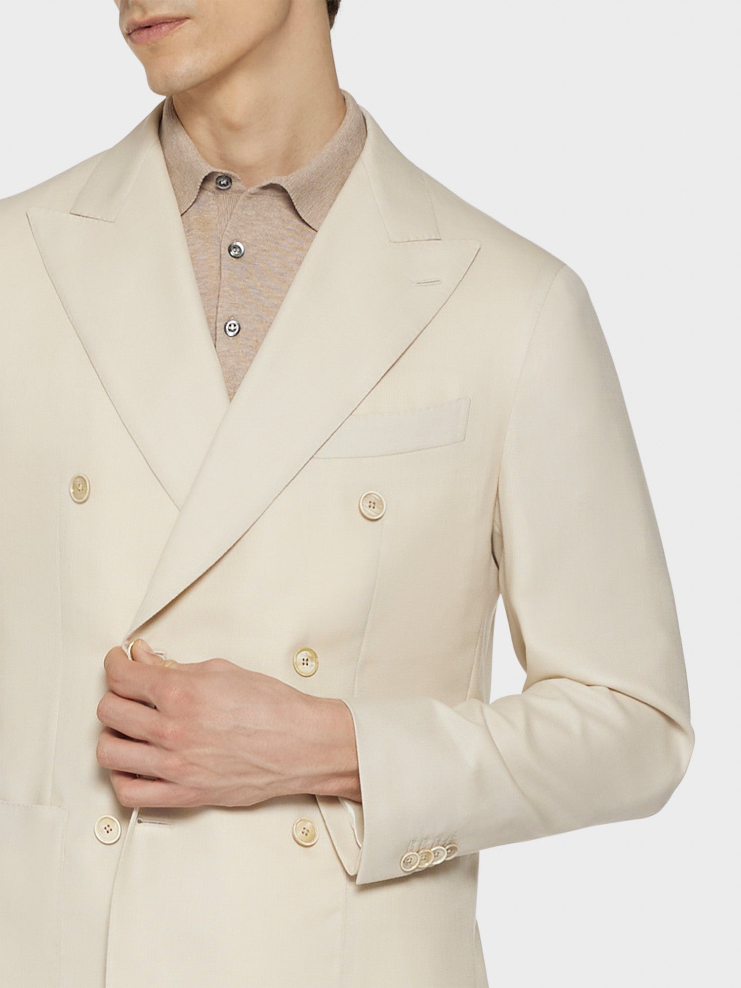 Caruso Menswear Abbigliamento Uomo Giacche Giacca aida doppiopetto in lana bianco latte look 5