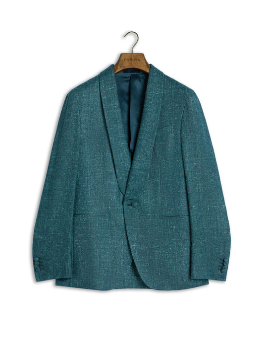 Giacca Aida monopetto in seta, lana e cashmere verde