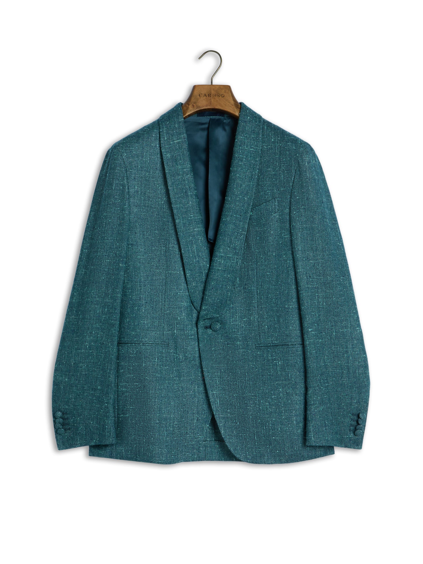 Aida single-breasted jacket in blue silk, wool and cashmere