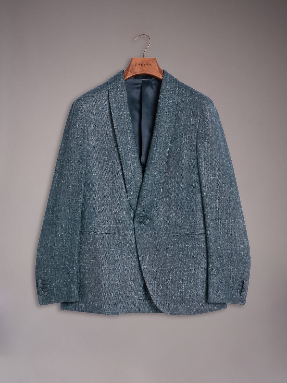 Aida single-breasted jacket in blue silk, wool and cashmere