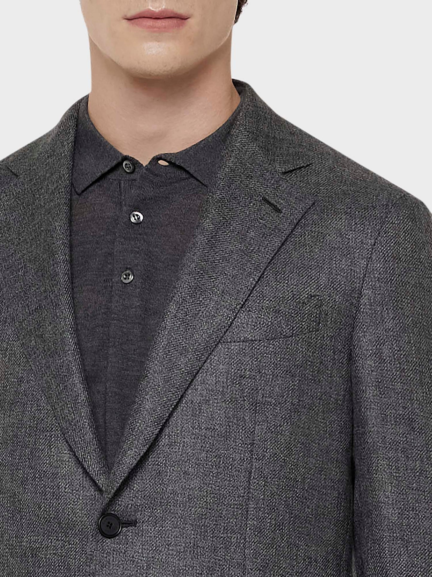 Caruso Menswear Abbigliamento Uomo Giacca aida in cashmere grigio fumo dettaglio