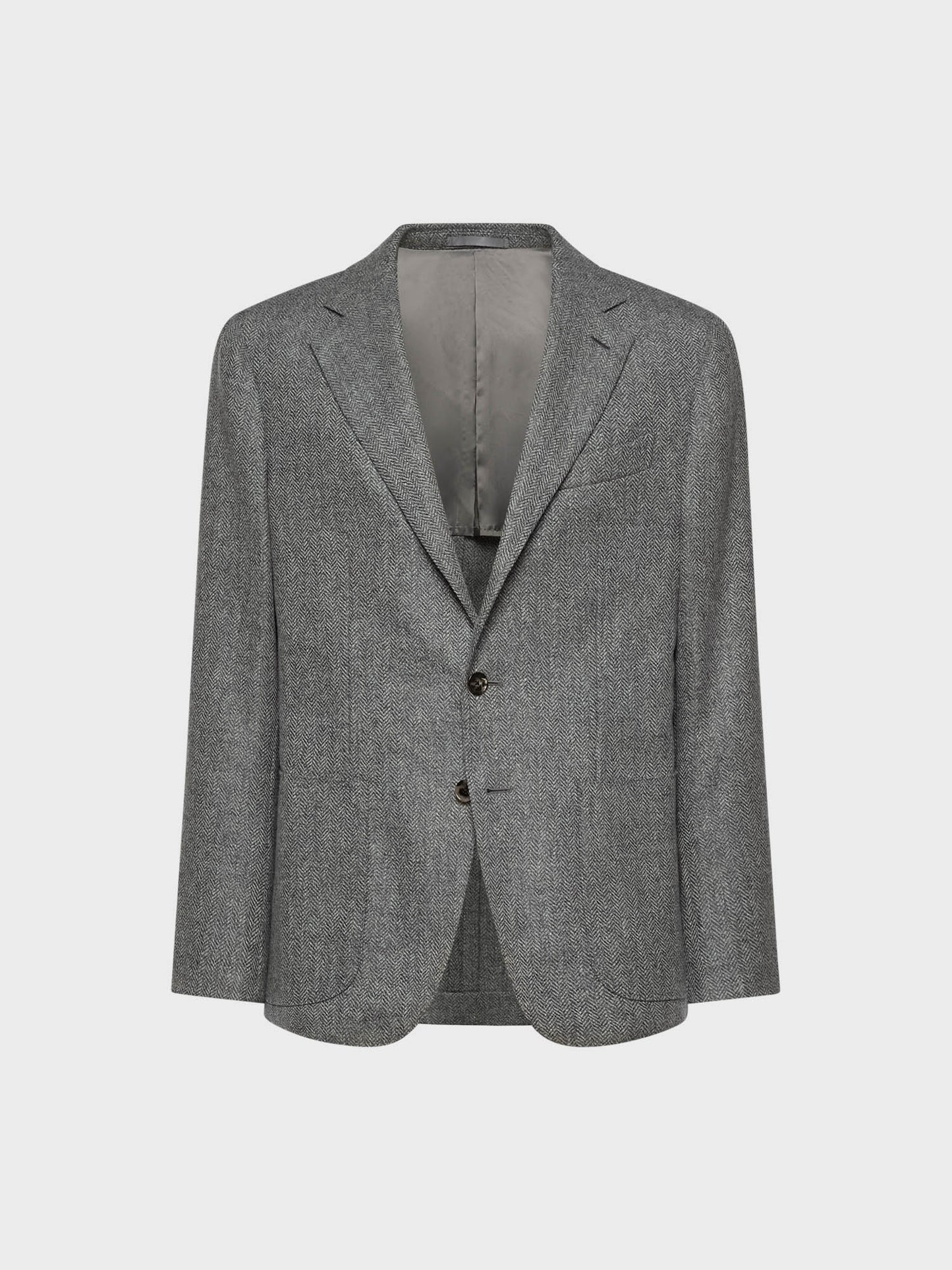Caruso Menswear Abbigliamento Uomo Giacca aida in lana e cashmere a spina di pesce grigio chiaro still