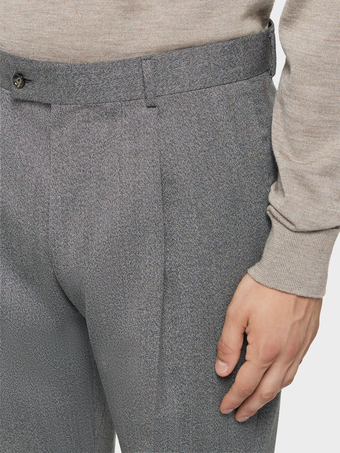 Caruso Menswear Abbigliamento Uomo Pantaloni Pantalone carrot fit in cover di lana grigio look 5