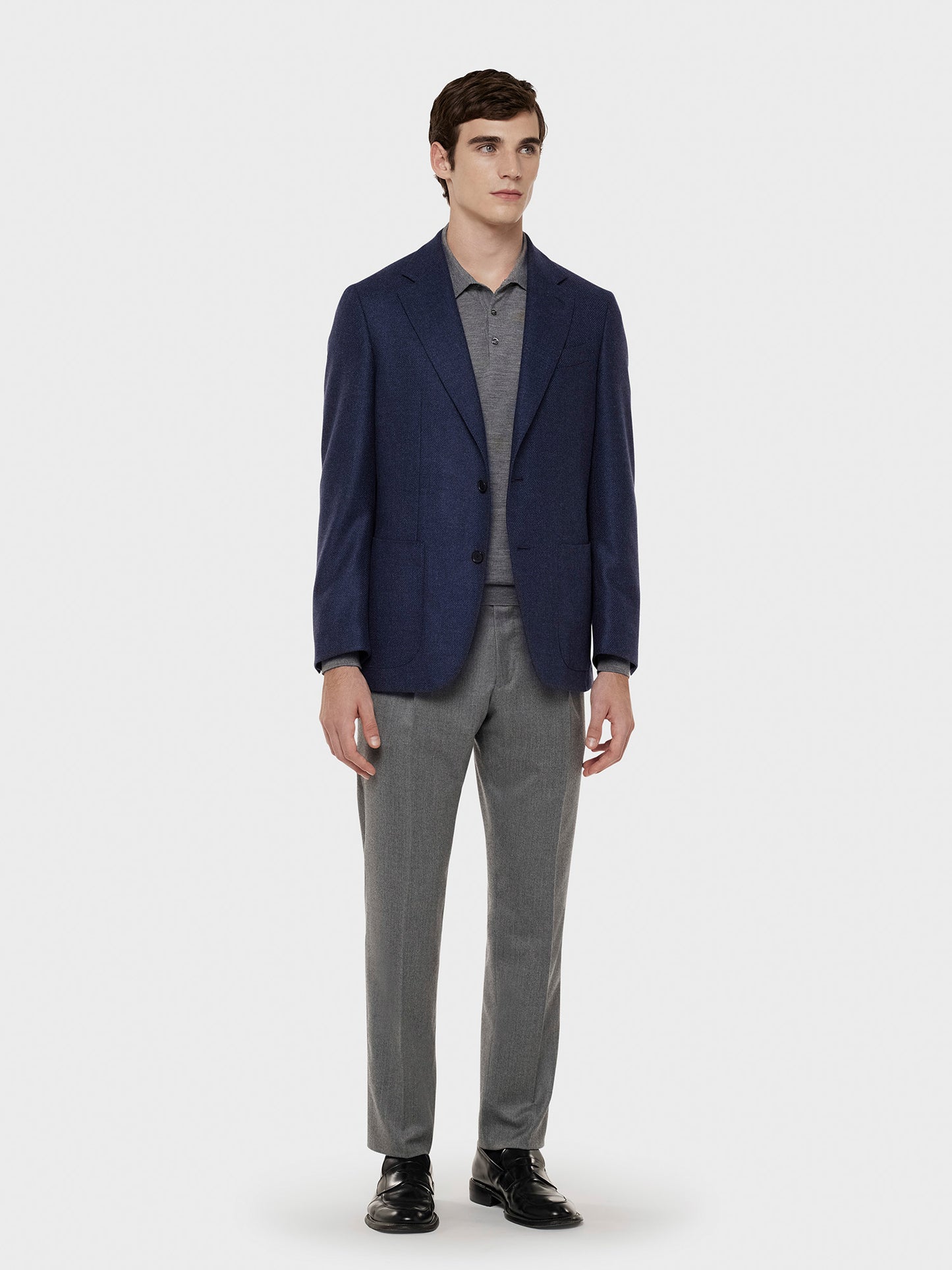 Caruso Menswear Abbigliamento Uomo Pantalone in lana "Nuage" e seta grigio total look