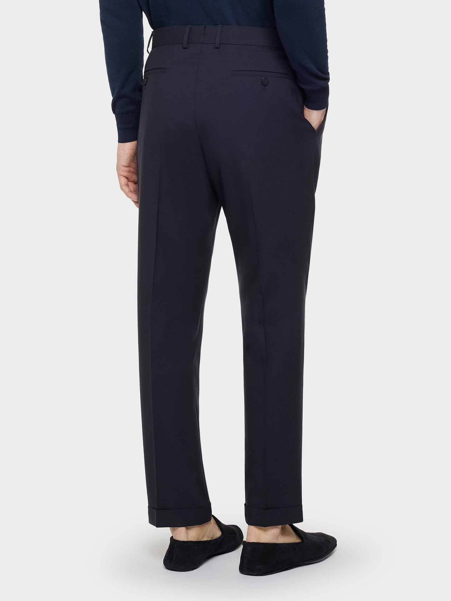 Caruso Menswear Abbigliamento Uomo Pantaloni Pantalone carrot fit in lana blu look 4