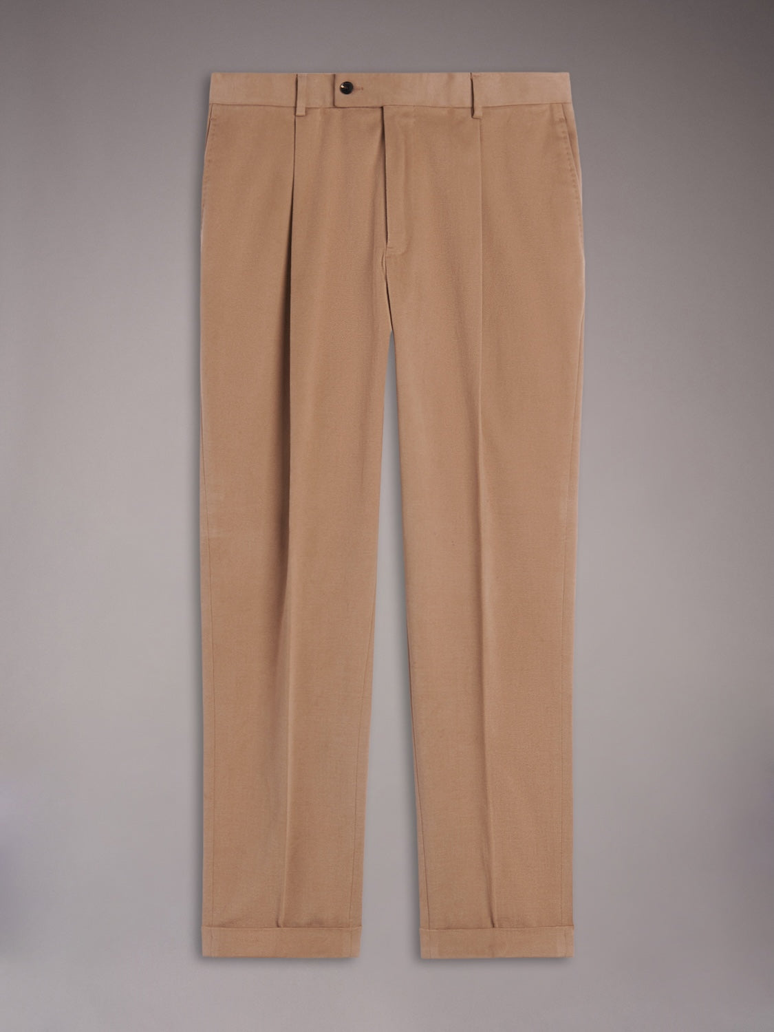 Carrot-fit trousers in beige cotton gabardine