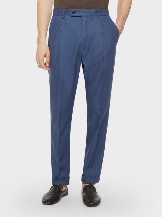 Caruso Menswear Abbigliamento Uomo Pantaloni Pantalone carrot-fit in cotone blu look 1