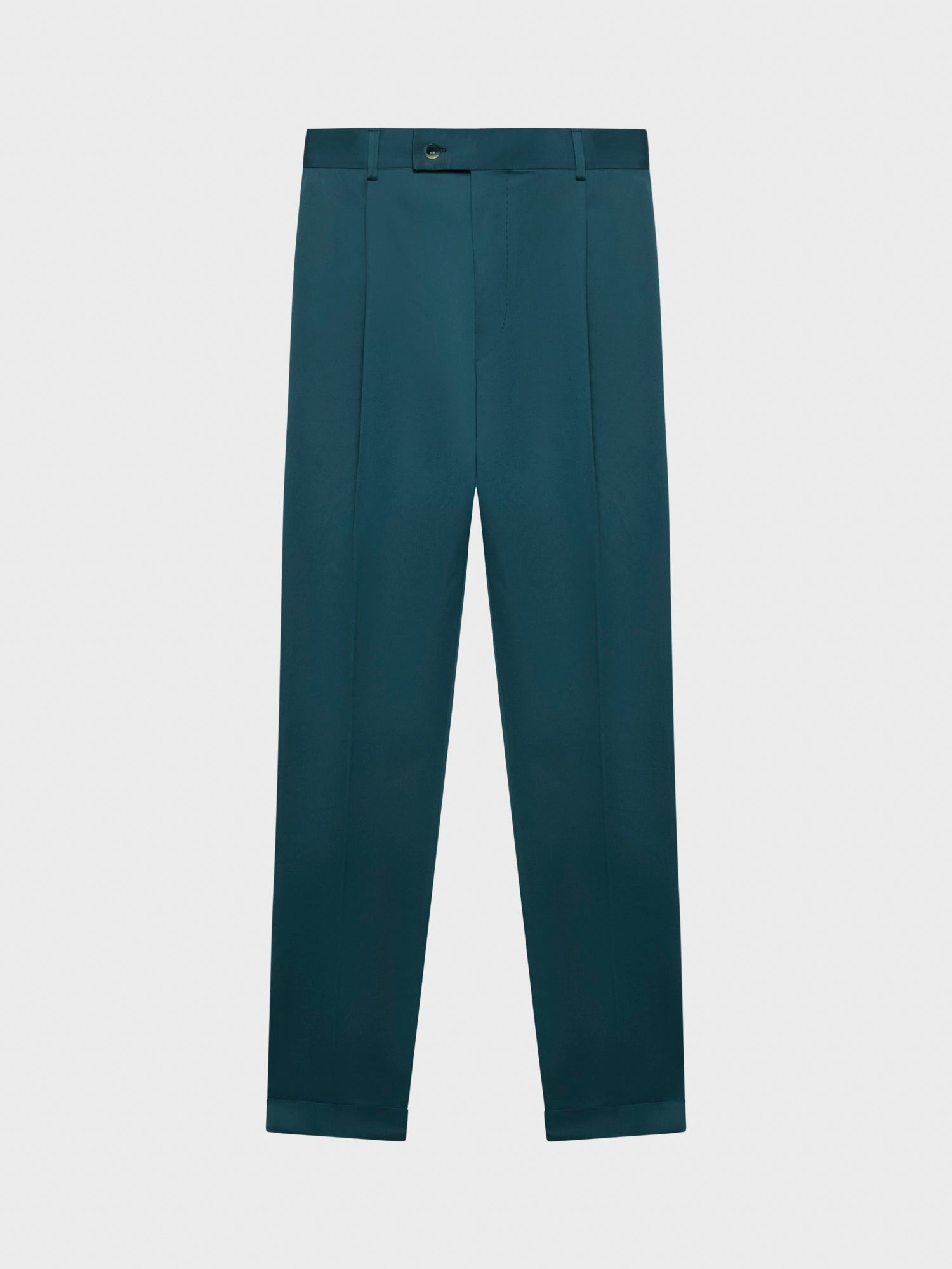 Caruso Menswear Abbigliamento Uomo Pantaloni Pantalone carrot-fit in cotone e seta verde look 2