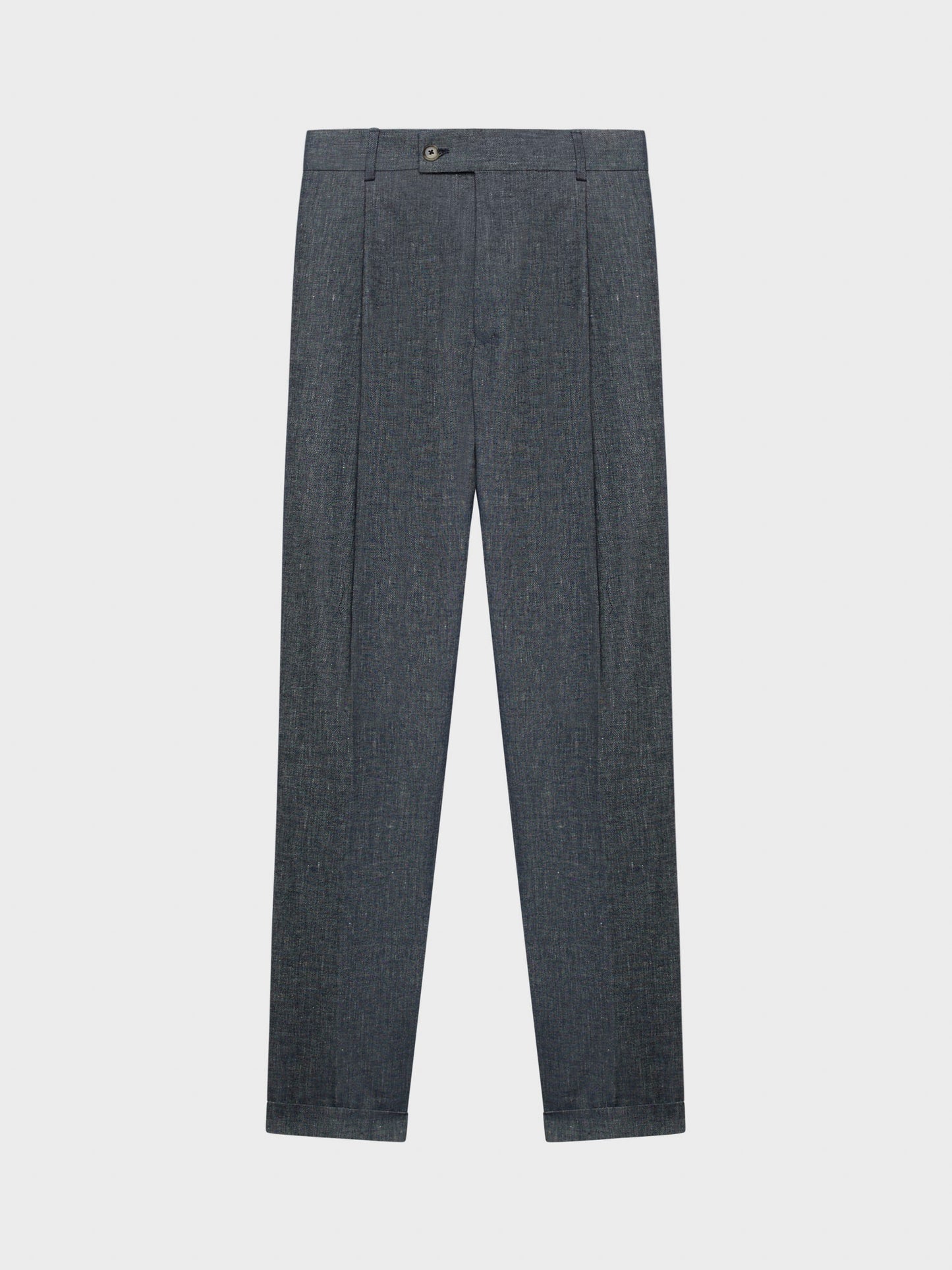 Caruso Menswear Abbigliamento Uomo Pantaloni Pantalone carrot-fit in lino e cotone blu denim look 2