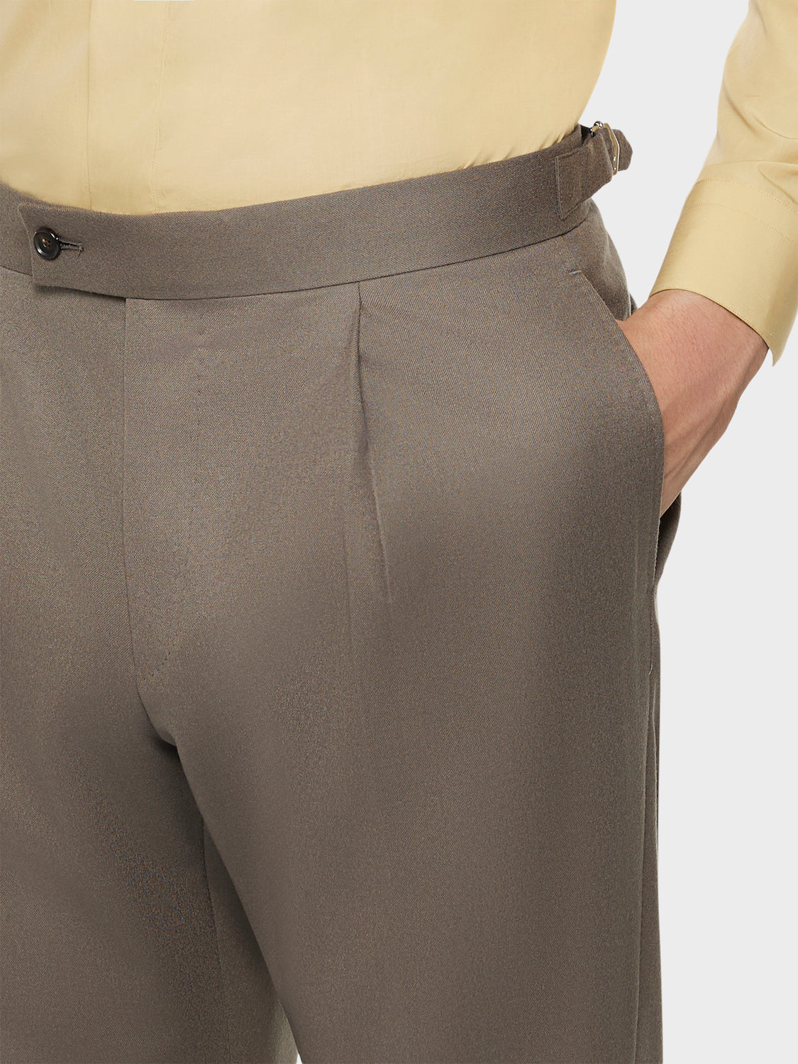 Caruso Menswear Abbigliamento Uomo Pantaloni Pantalone carrot fit in flanella di lana beige look 5