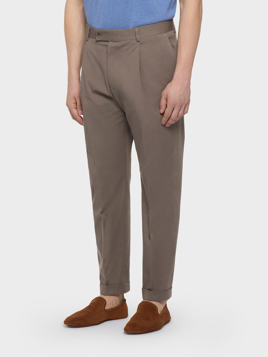 Caruso Menswear Abbigliamento Uomo Pantaloni Pantalone carrot fit in flanella di lana beige look 3
