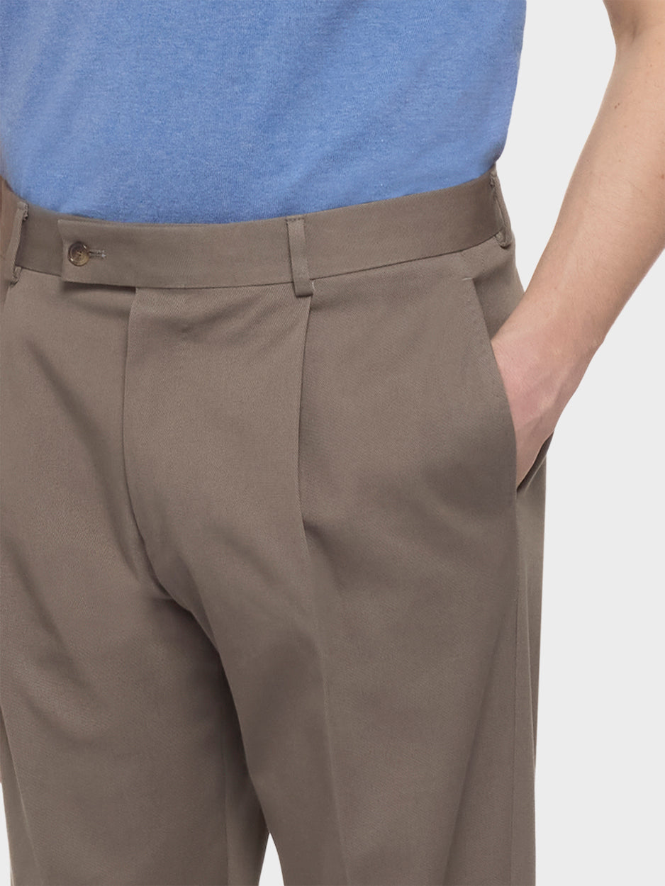 Caruso Menswear Abbigliamento Uomo Pantaloni Pantalone carrot fit in flanella di lana beige look 5