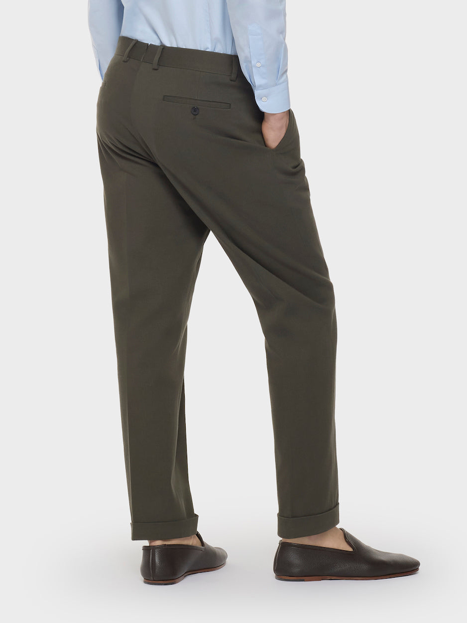 Caruso Menswear Abbigliamento Uomo Pantaloni Pantalone carrot fit in flanella di lana verde look 4