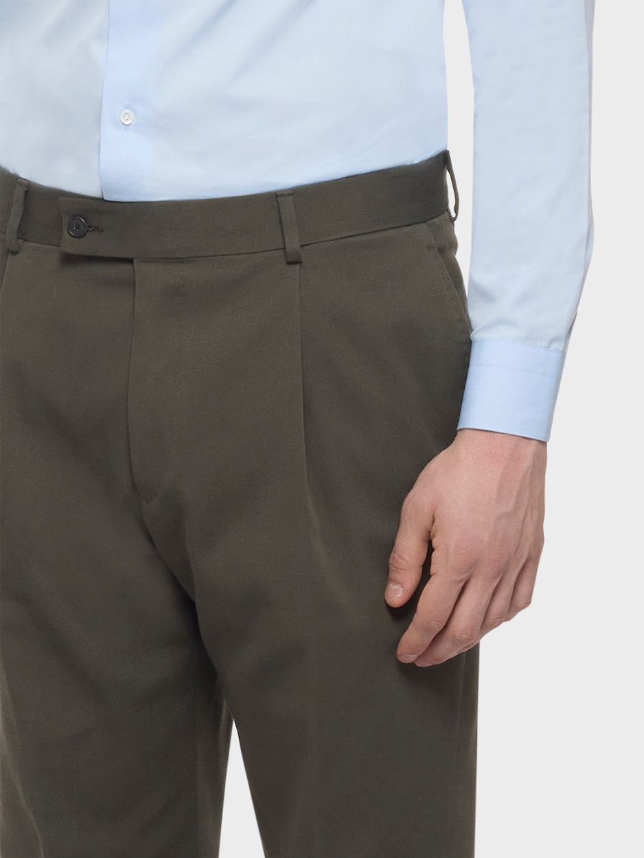 Caruso Menswear Abbigliamento Uomo Pantaloni Pantalone carrot fit in flanella di lana verde look 5