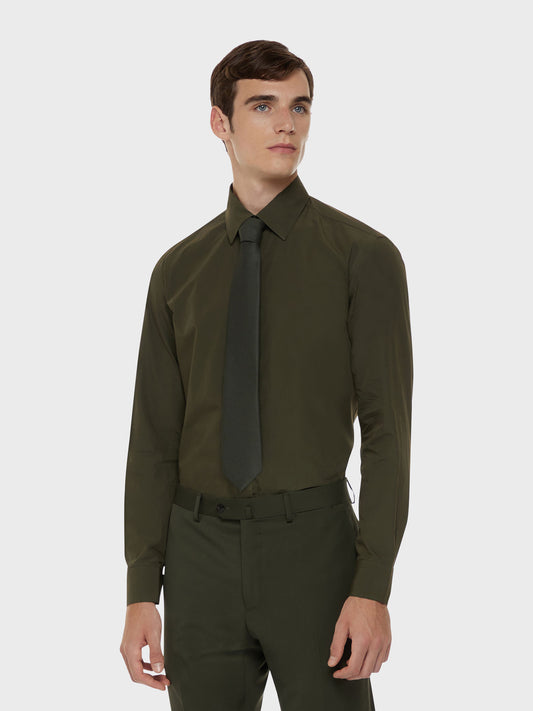Caruso Menswear Abbigliamento Uomo Cravatta in flanella di lana verde indossato