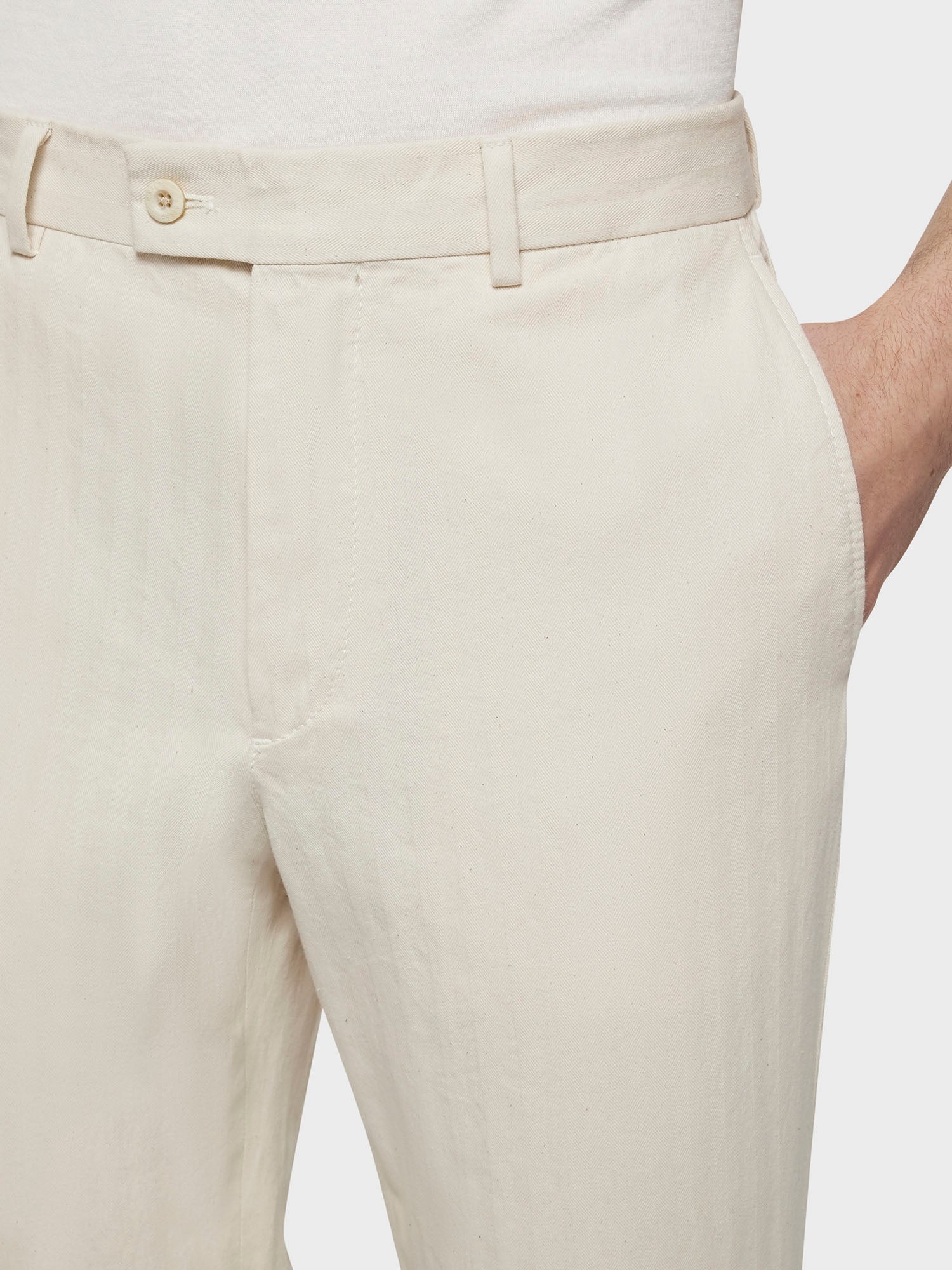 Caruso Menswear Abbigliamento Uomo Pantalone in cotone ecru dettaglio