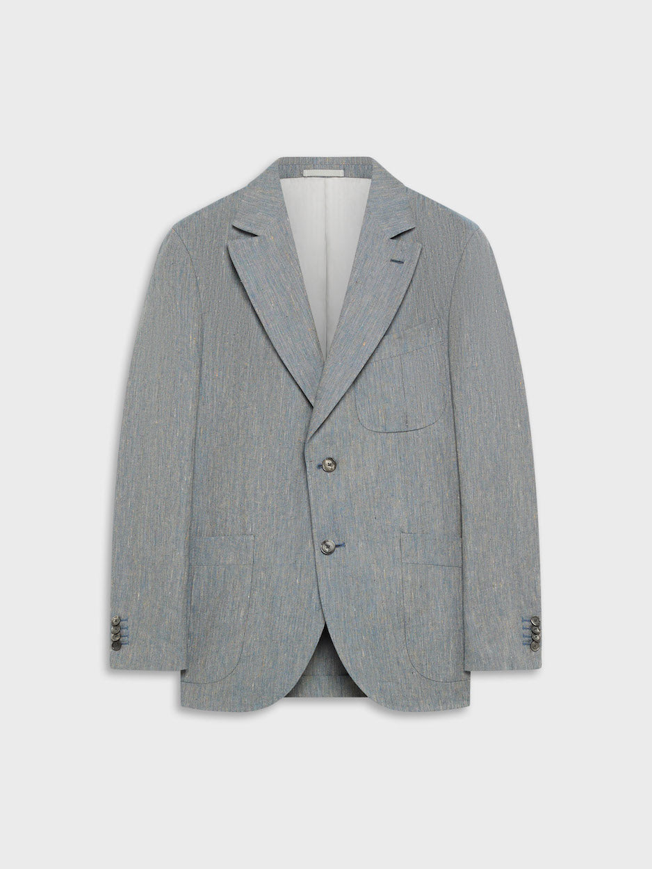 Caruso Menswear Abbigliamento Uomo Giacche Giacca caruso in seta e lino azzurra look 1