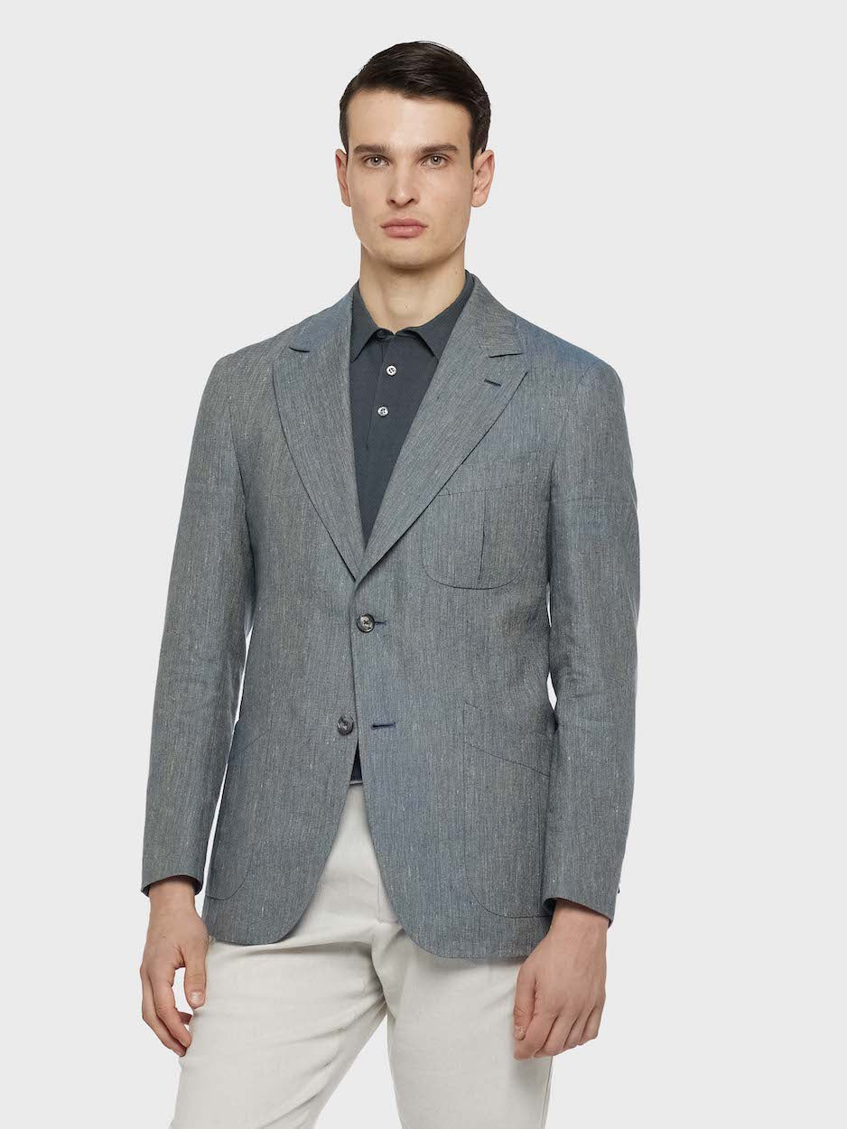 Caruso Menswear Abbigliamento Uomo Giacche Giacca caruso in seta e lino azzurra look 3