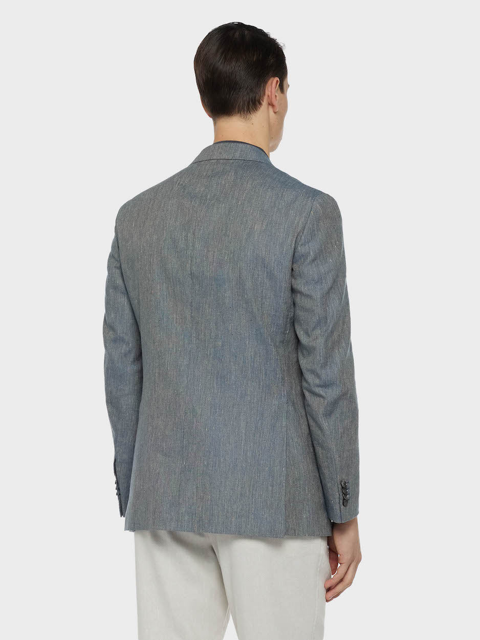 Caruso Menswear Abbigliamento Uomo Giacche Giacca caruso in seta e lino azzurra look 4