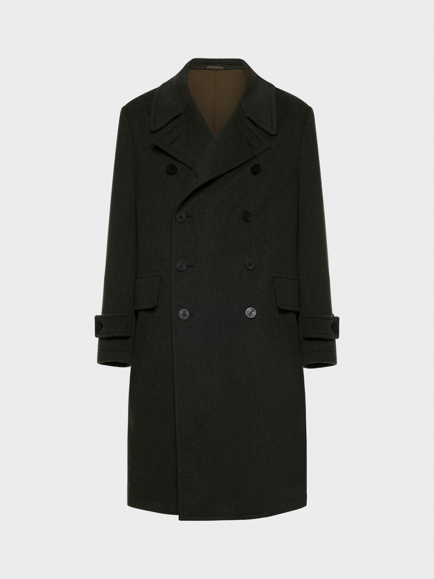 Caruso Menswear Abbigliamento Uomo Cappotto corsaro doppiopetto in beaver di lana verde still