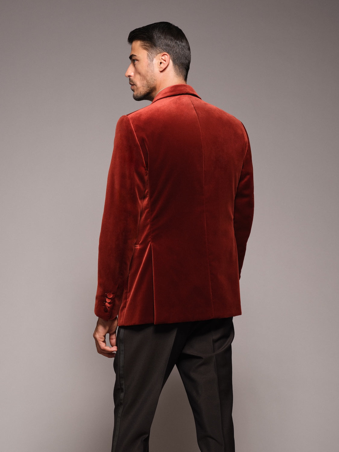 Carmen single-breasted jacket in red cotton velvet