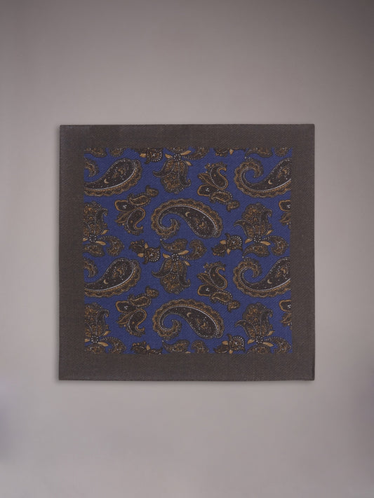 Pochette in lana paisley blu petrolio