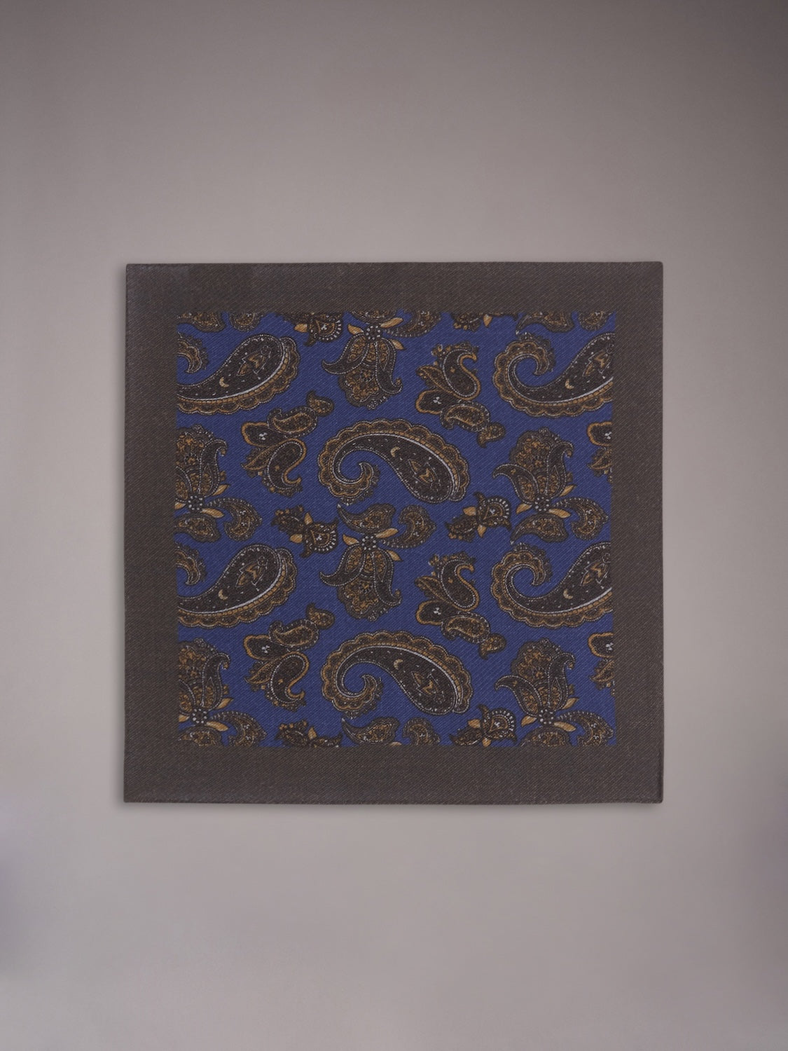 Pocket square in petrol blue wool paisley