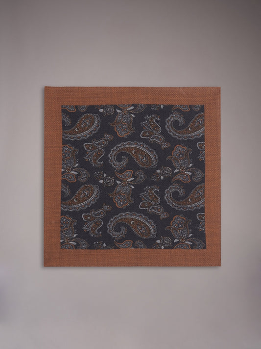 Pochette in lana paisley grigio