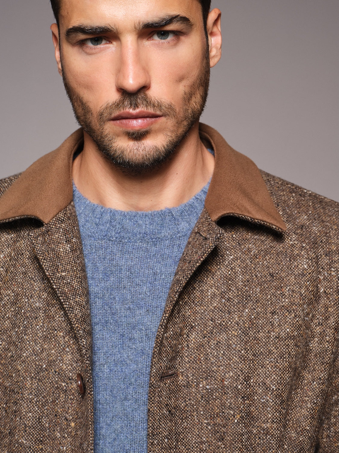 Giacca Dalila imbottita in lana Donegal beige