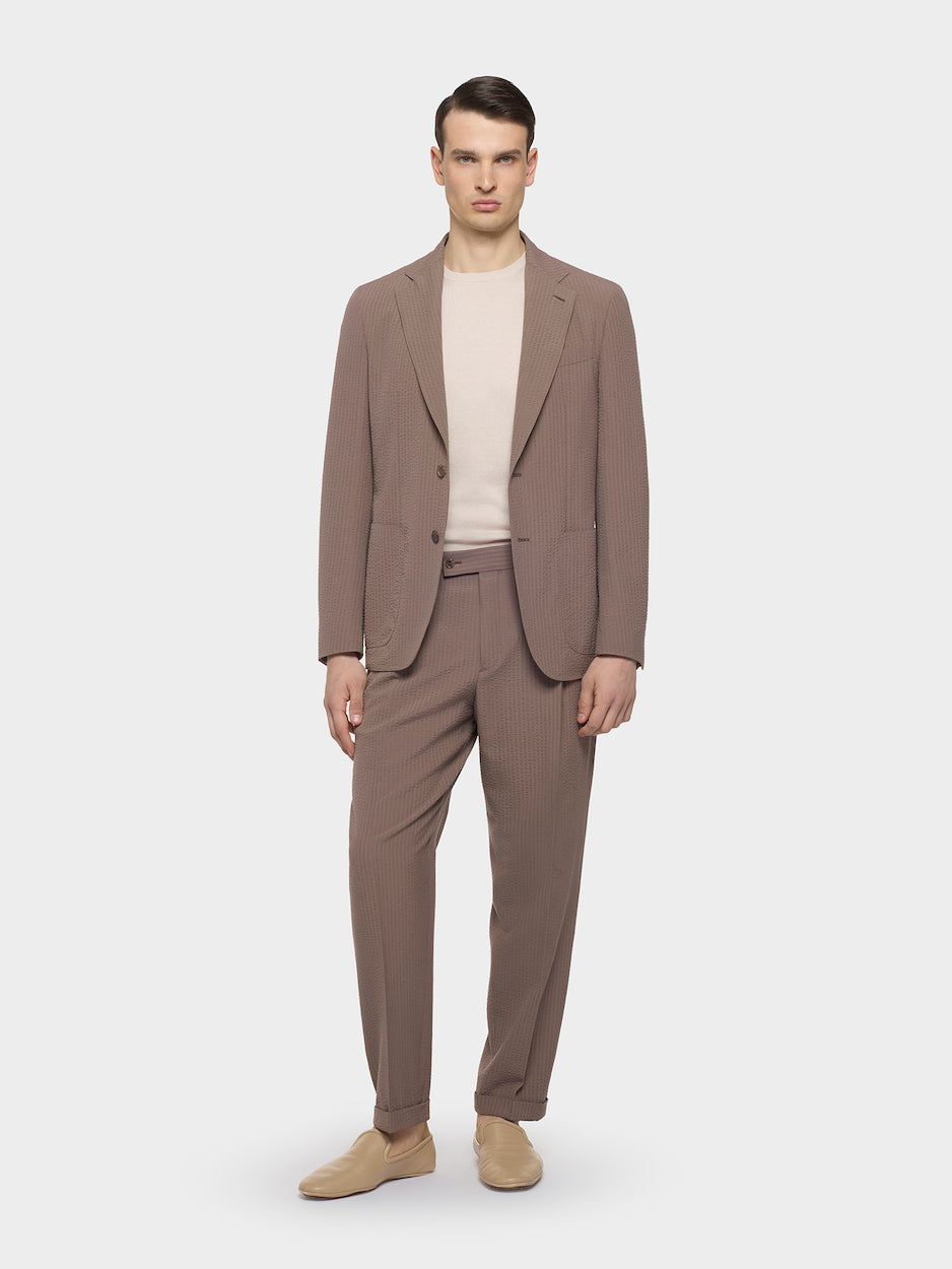 Caruso Menswear Abbigliamento Uomo Abiti Abito butterfly monopetto in seersucker di lana beige look 2
