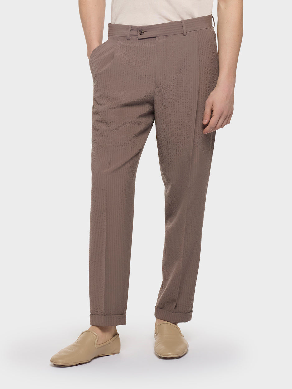 Caruso Menswear Abbigliamento Uomo Abiti Abito butterfly monopetto in seersucker di lana beige look 4