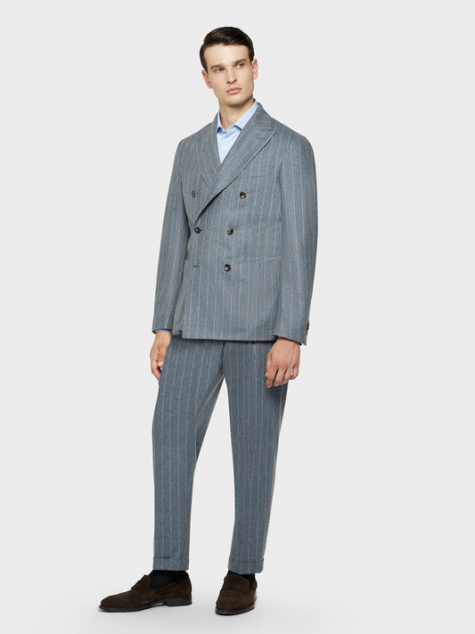 Caruso Menswear Abbigliamento Uomo Giacche Giacca butterfly doppiopetto gessata in lana grigia look 1