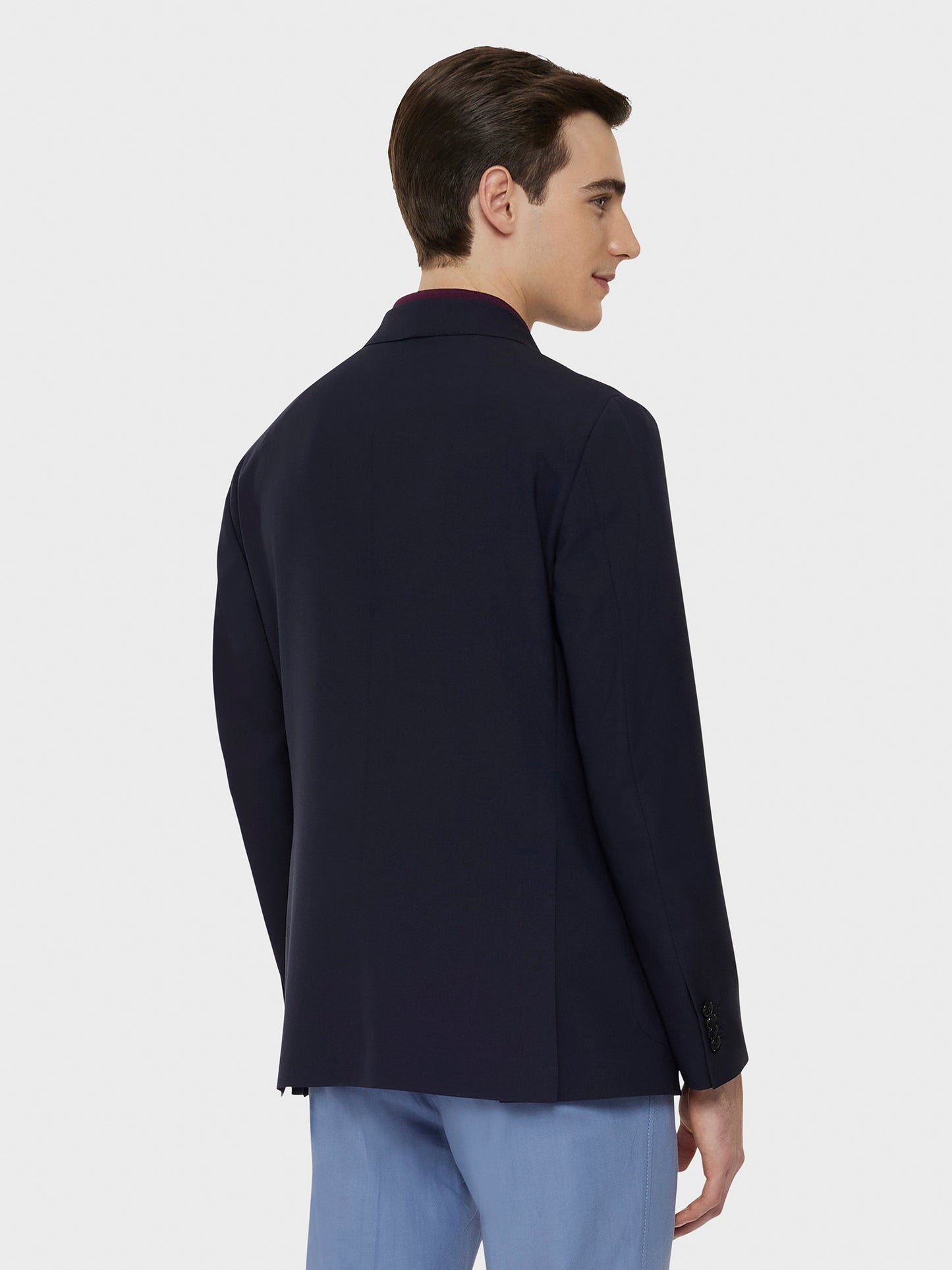 Caruso Menswear Abbigliamento Uomo Giacca butterfly in lana blu indossato back