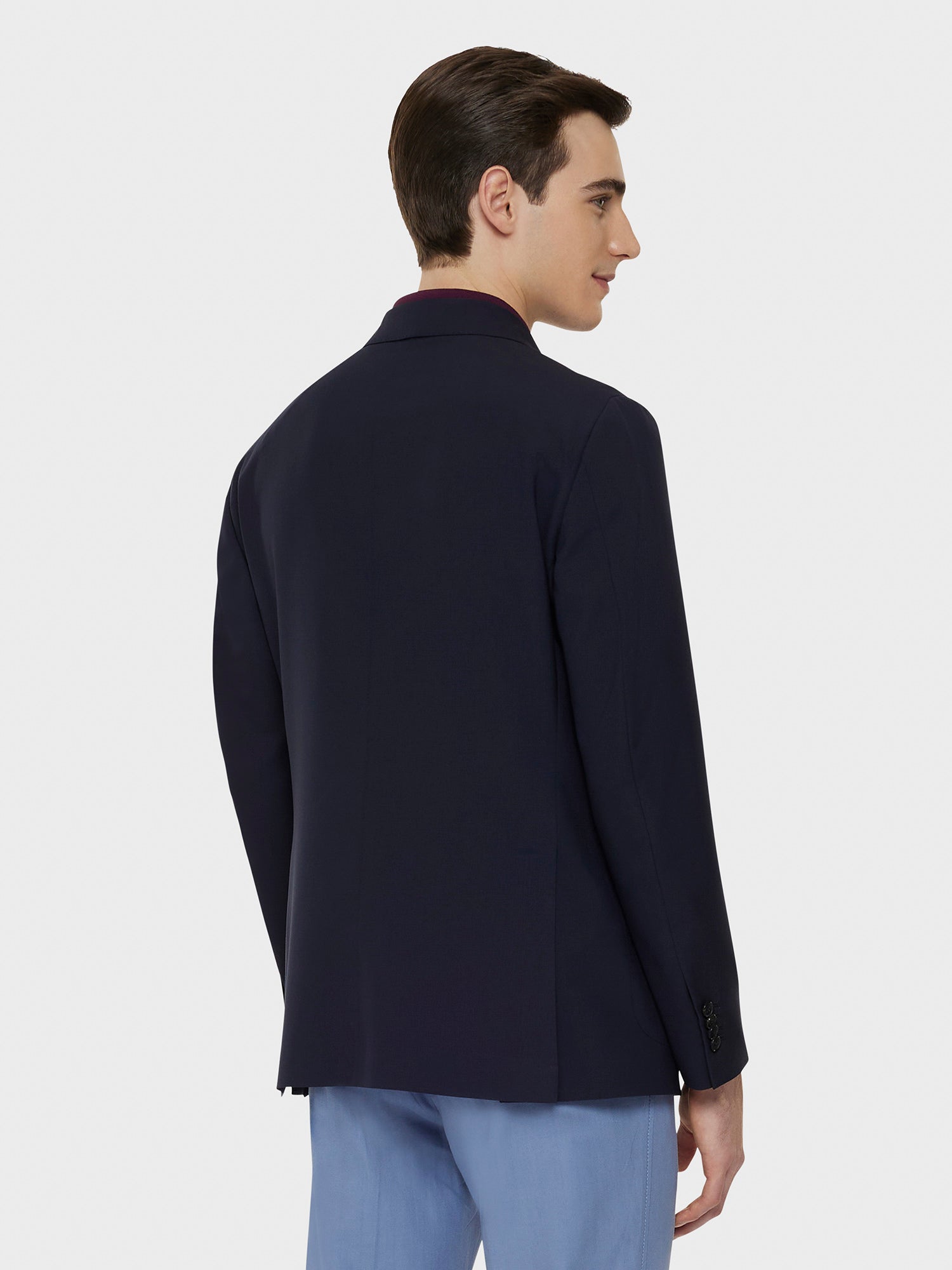Caruso Menswear Abbigliamento Uomo Giacca butterfly in lana blu indossato back