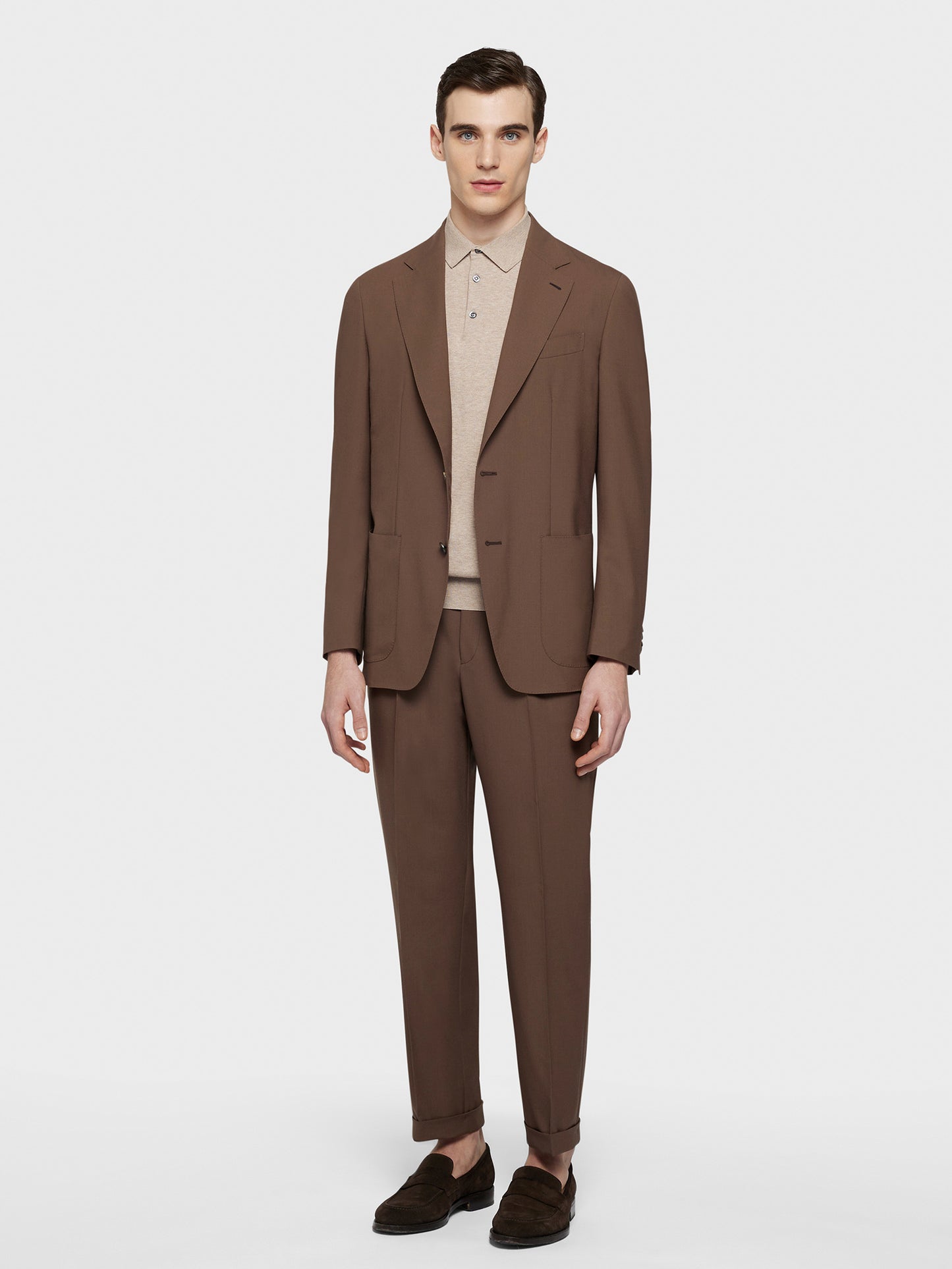 Caruso Menswear Abbigliamento Uomo Giacca butterfly in lana marrone total look