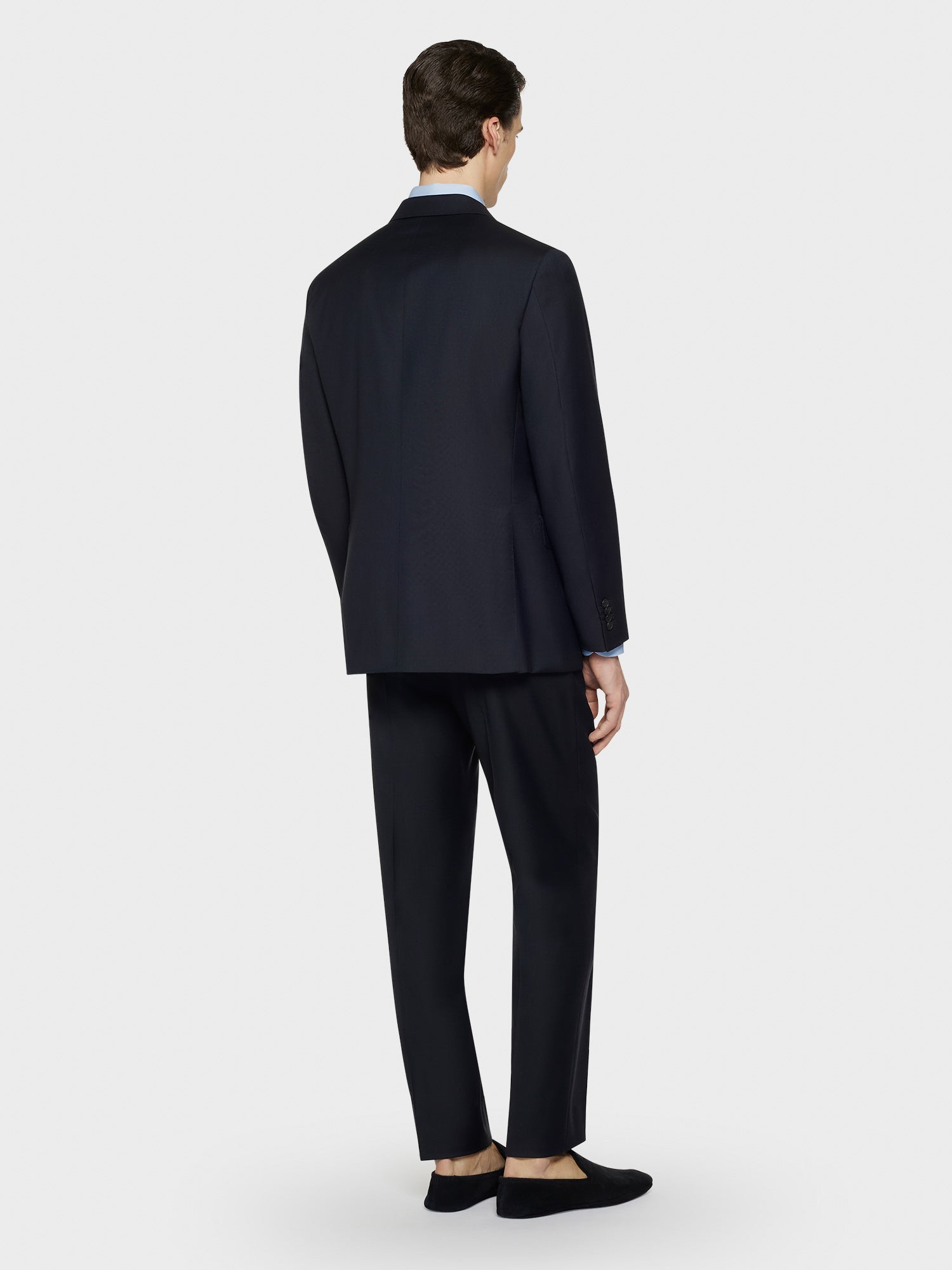 Caruso Menswear Abbigliamento Uomo Abiti Abito bohème monopetto in lana 130’s grisaglia blu navy look 3