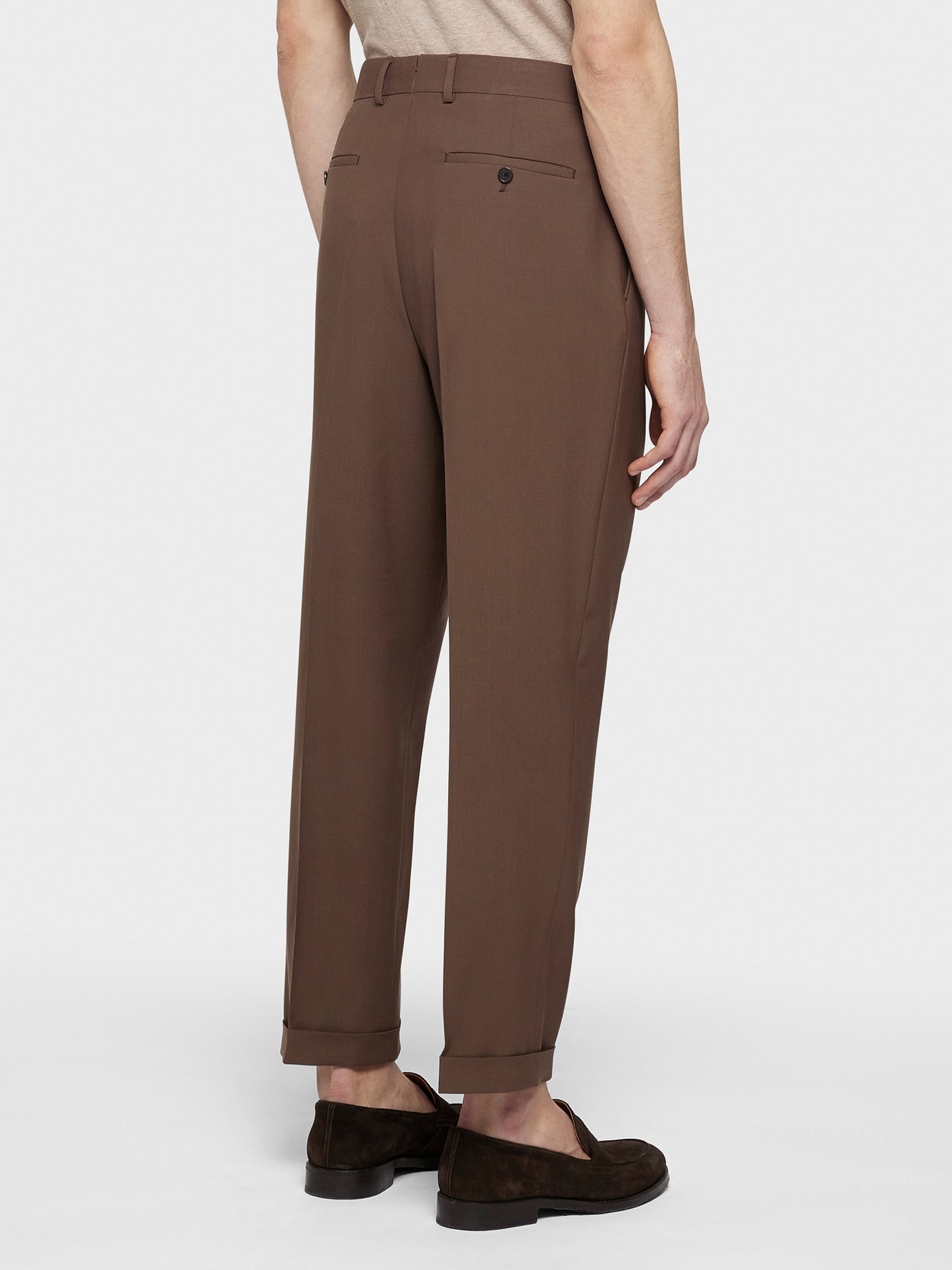 Caruso Menswear Abbigliamento Uomo Pantalone in lana marrone indossato back