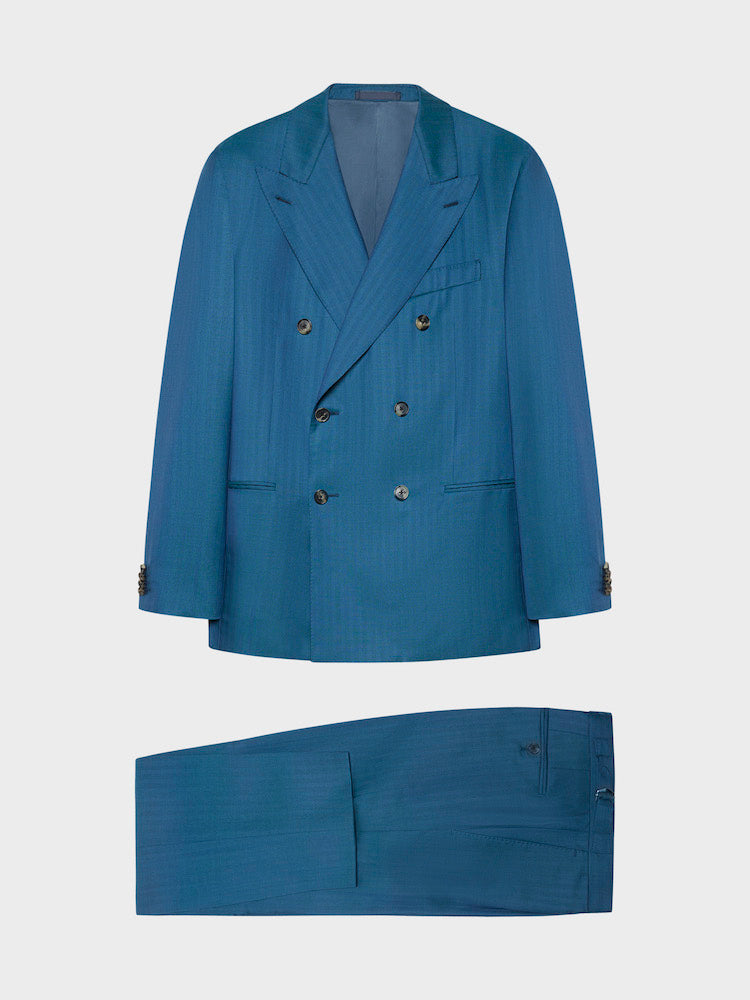 Caruso Menswear Abbigliamento Uomo Abiti Abito norma doppiopetto in lana e seta ottanio look 2